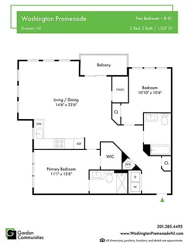 Floor plan $3.50/sq.ft. - Two Bedroom - B-01
