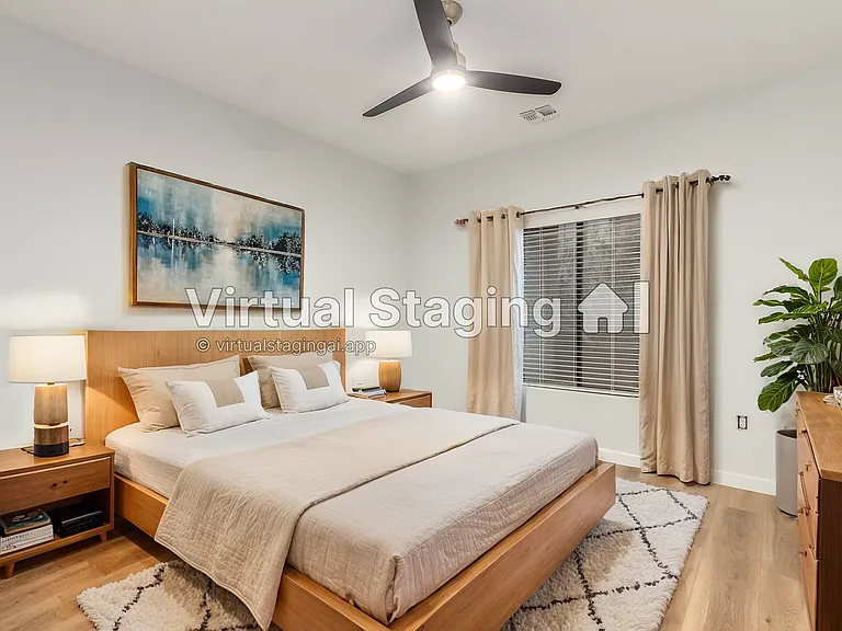 Virtually staged main bedroom