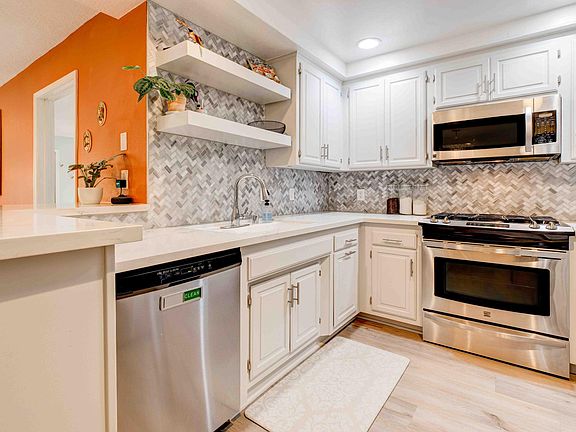 Recently remodeled kitchen with stainless steel appliances.