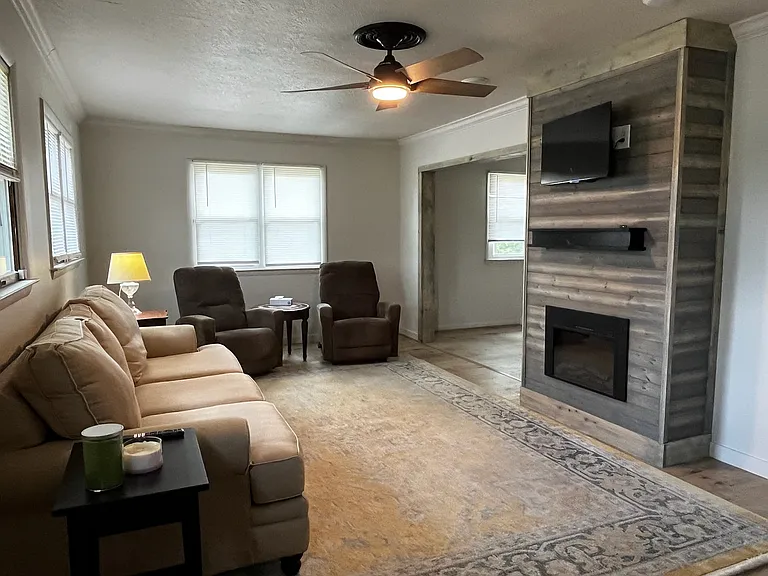 View into living room from side entry