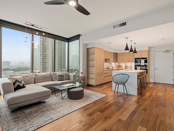 Spacious living room with mountain views.