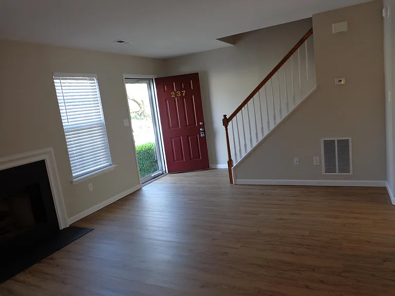 Living room with vent free gas logs.