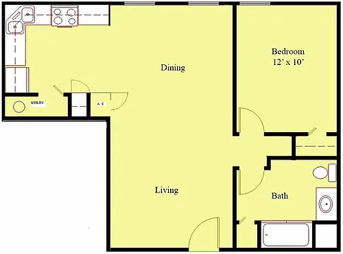 Floor plan 1 Bed 1 Bath