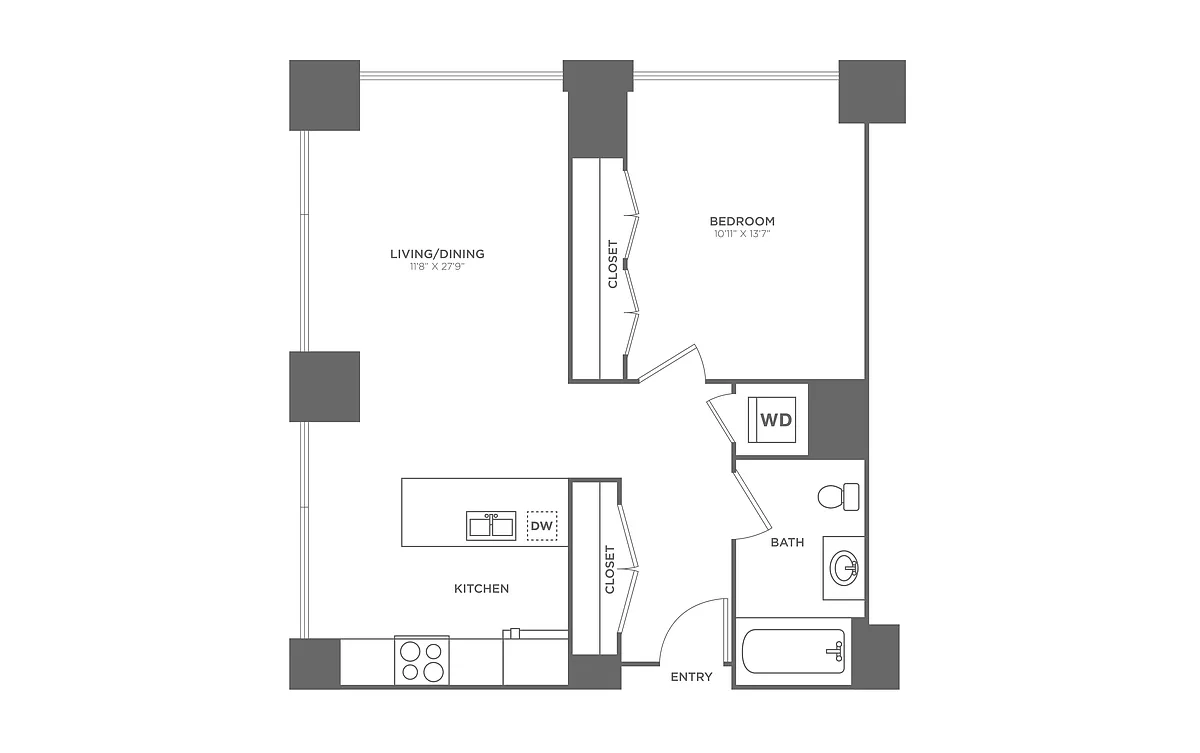 Floor plan 1 Bed/1 Bath-A8