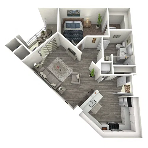 Floor plan One Bedroom One Bathroom BB6
