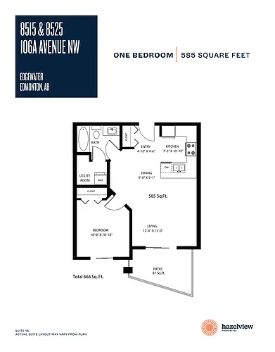 Floor plan 1 Bedroom, 1 Bathroom