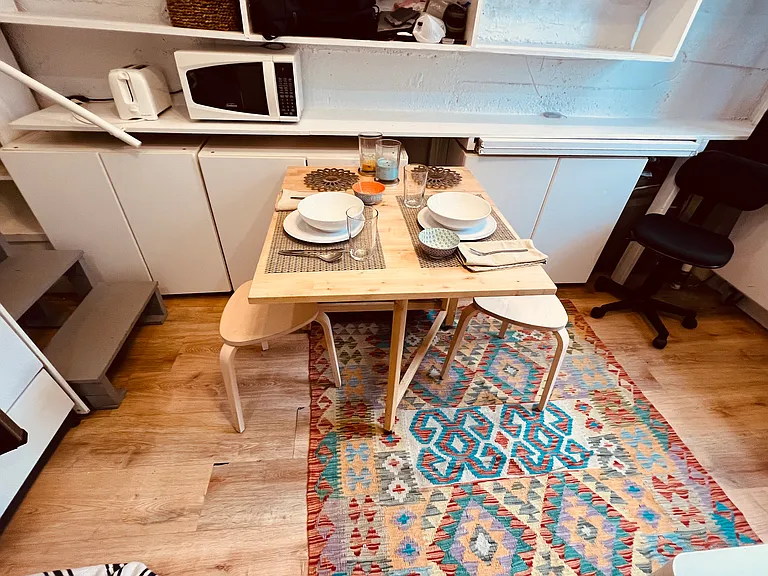 Great table to use as desk or seat up to 5 people comfortably, if needed!