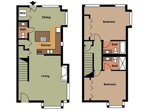 Floor plan 2 Bed / 2 1/2 Bath