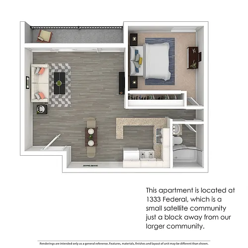 Floor plan OneBedroom-PlanR