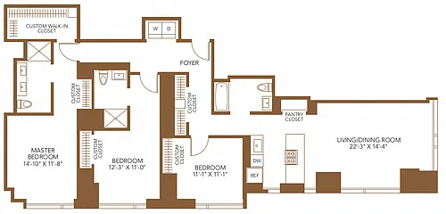Floor plan 3 Bed 3 Bath