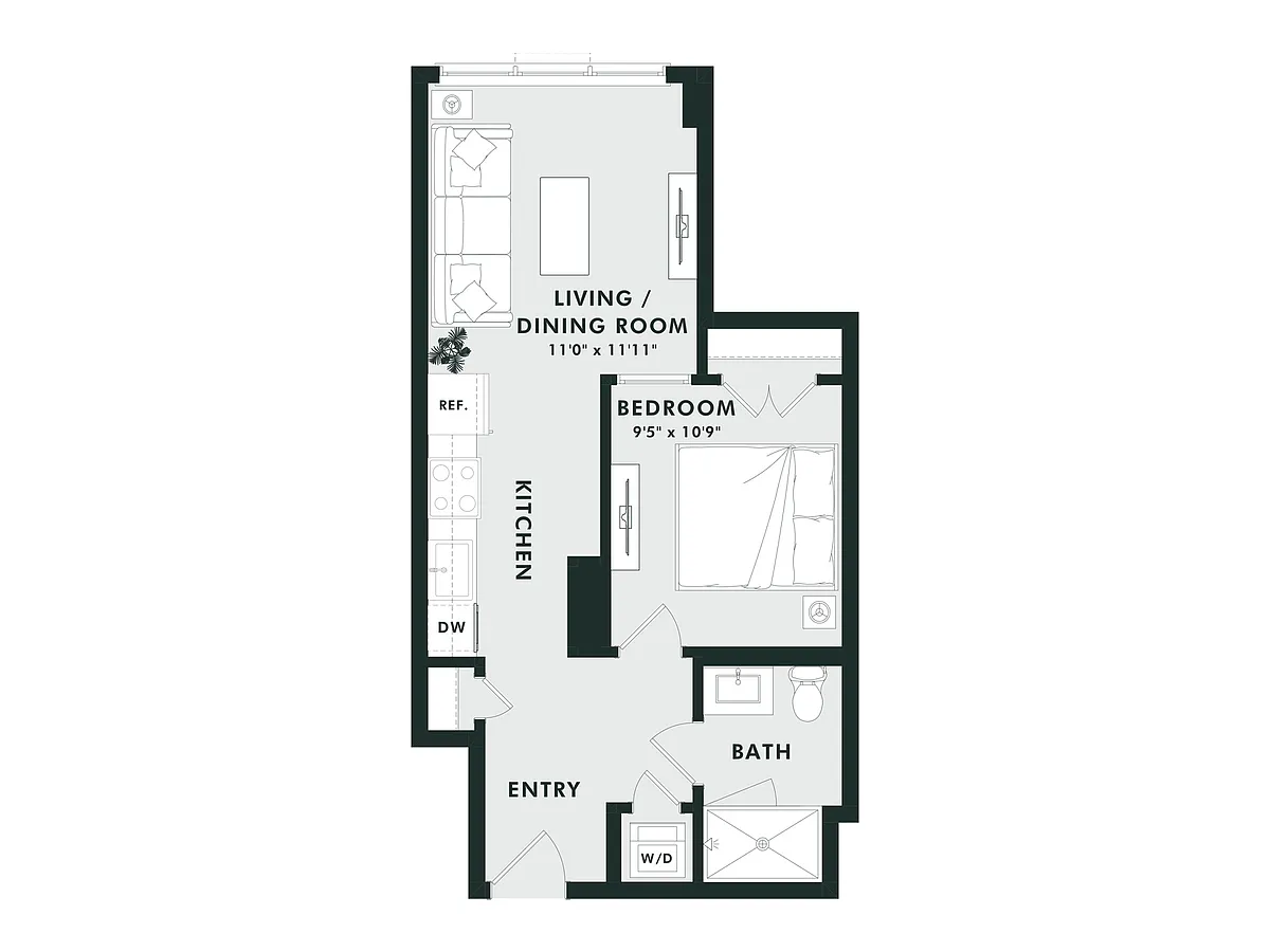 Floor plan A3.3 | Jr 1 Bed | 1 Bath