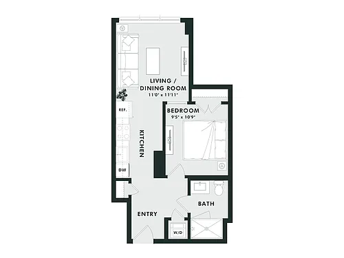Floor plan A3.2 | Jr 1 Bed | 1 Bath