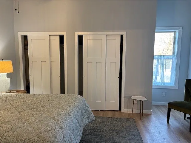 Bedroom 1 closets and window seating area.