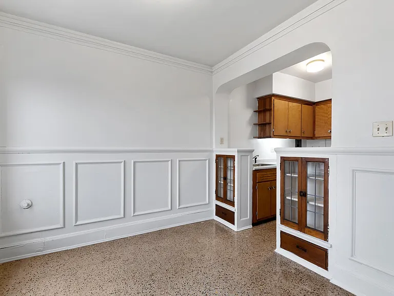 larger studio has this small dining area instead of built in table and benches