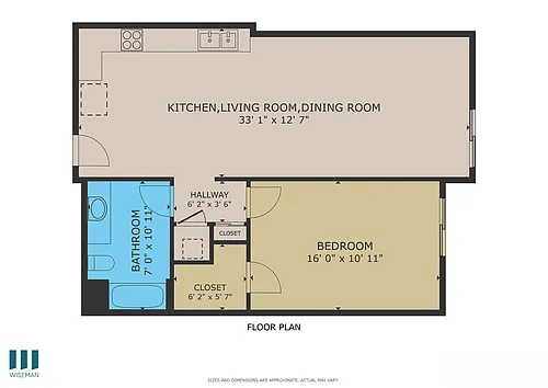Floor plan One-Bedroom One-Bathroom - C