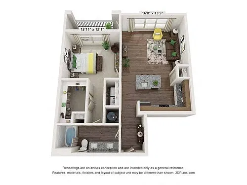 Floor plan One-Bedroom Apartment (A3a)