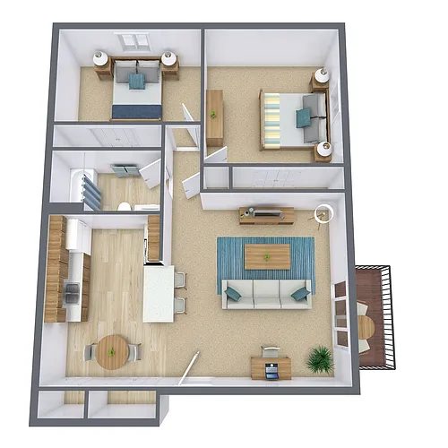 Floor plan Two Bedroom 21D