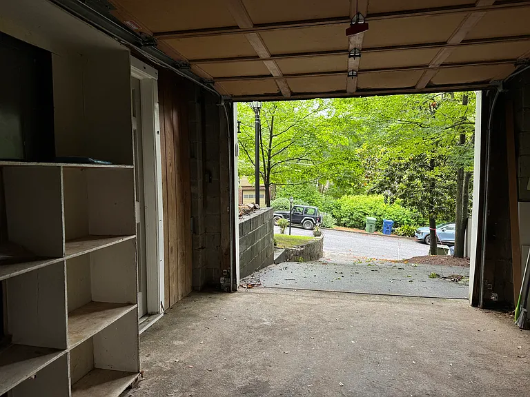 View from back of garage looking out.