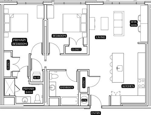 Floor plan 2BR Floor Plan I Furnished