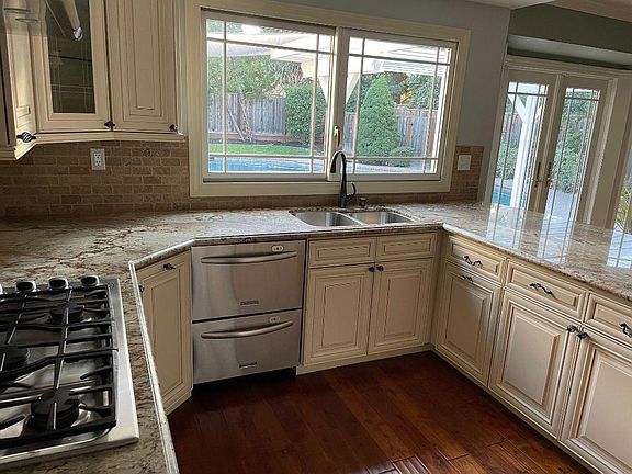 Kitchen with view to back yard
