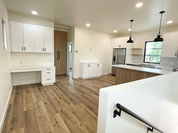 Great room with built-in desk