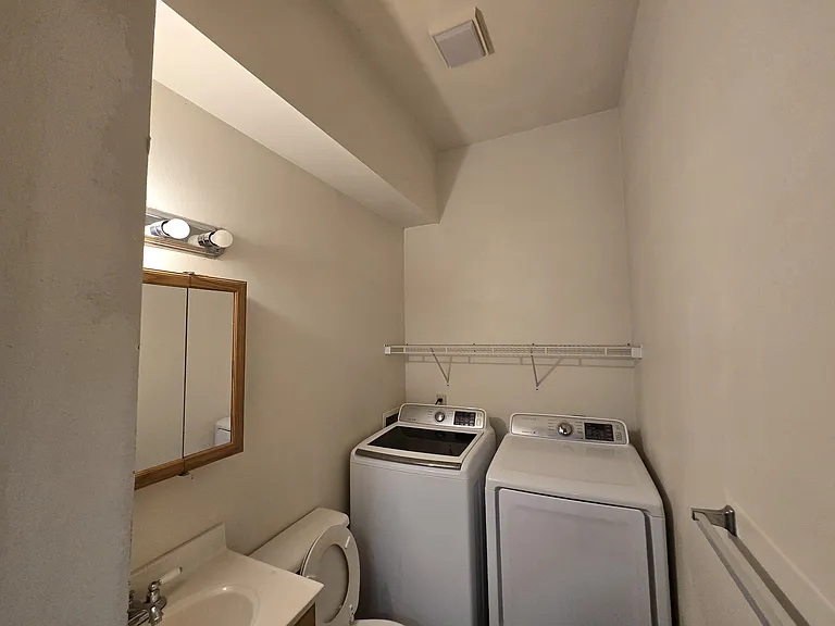 Laundry room with sink and toilet