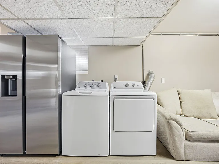 washer and dryer in the basement