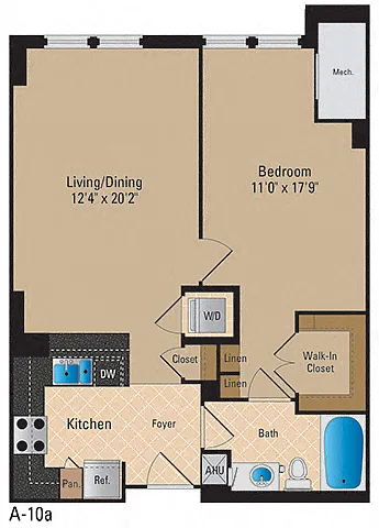 Floor plan 1 Bedroom, 1 Bath 762 SF A5