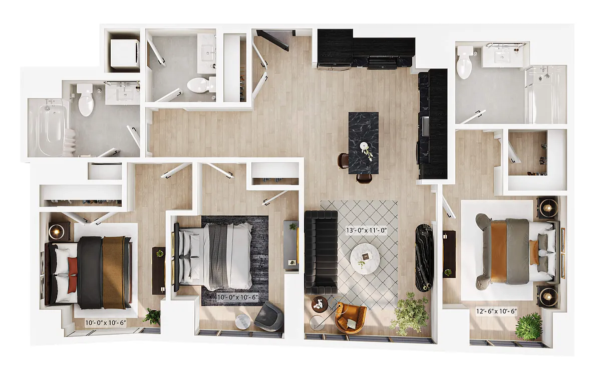 Floor plan 3 Bed/3 Bath-PH-B6