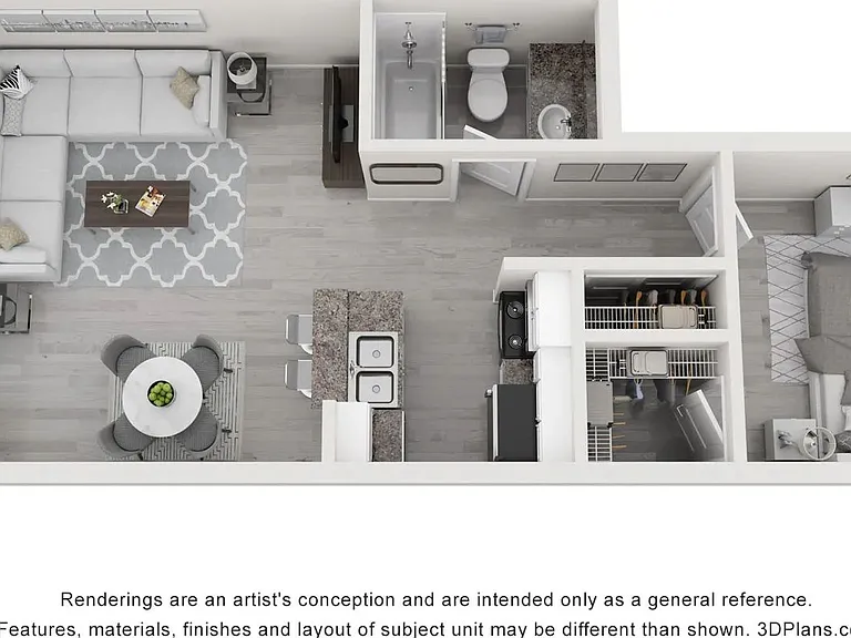 A 3D floor plan rendering of The Tempe.