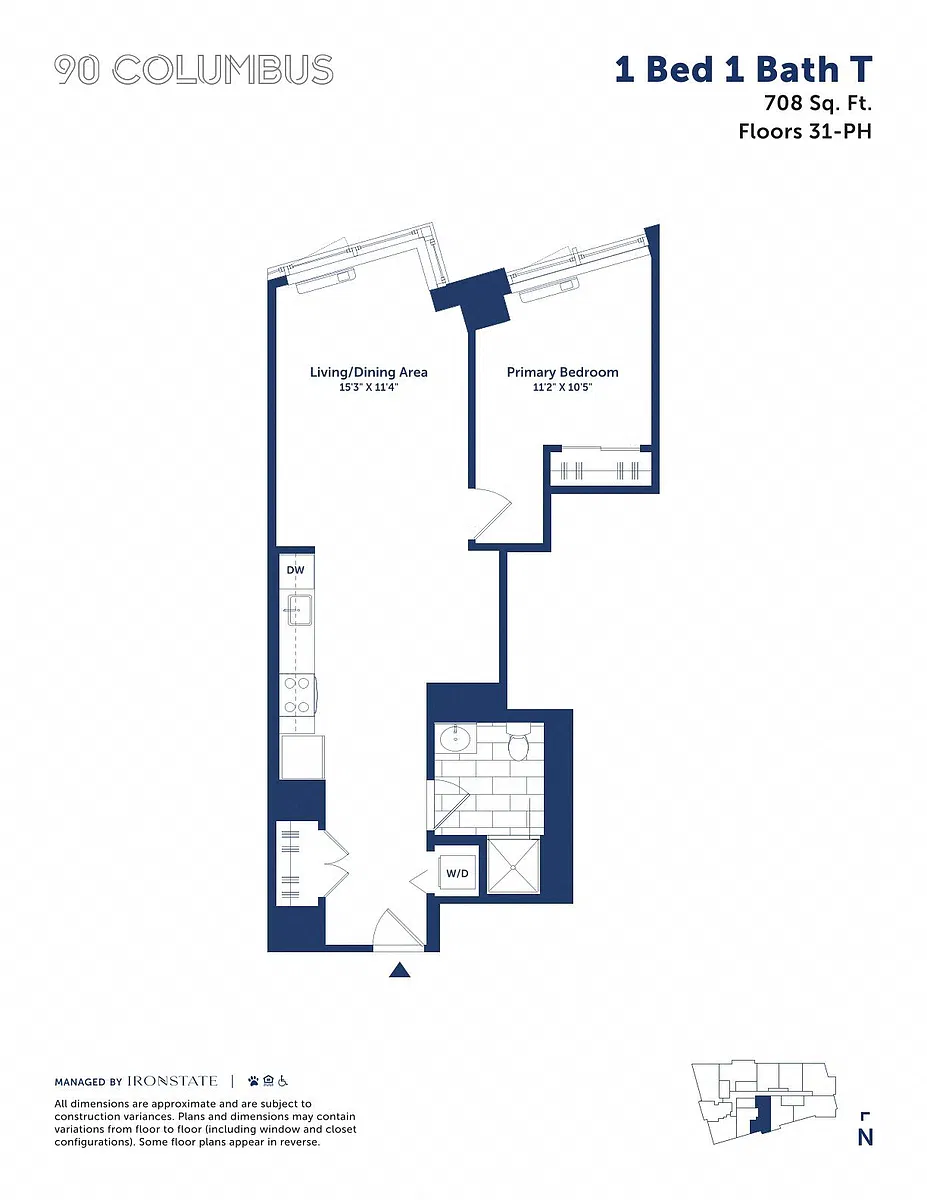 Floor plan 1 Bed 1 Bath T