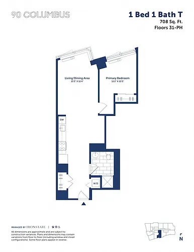 Floor plan 1 Bed 1 Bath T