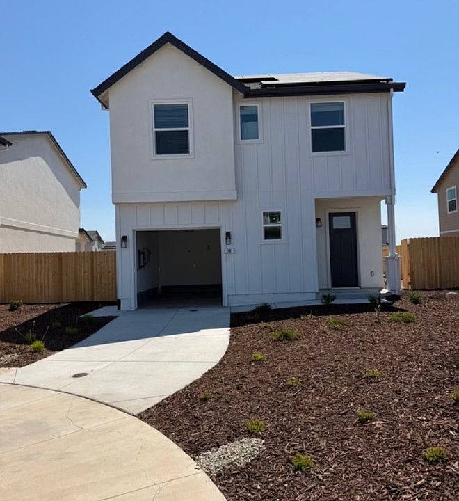 Brand new modern style home with solar panels on a quiet court.
