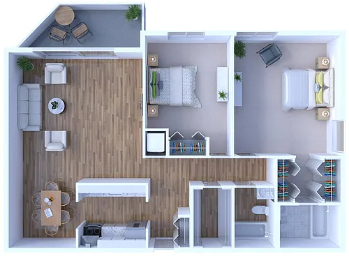Floor plan 2 Bed 2 Bath Upgraded