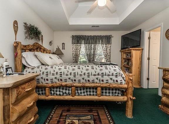 Master bedroom is separated from the guest rooms...