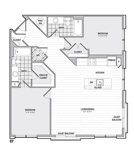 Floor plan 2Bed/2Bath-C7