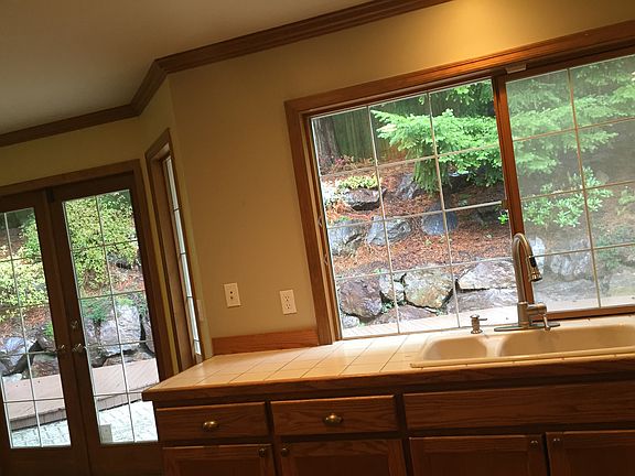 the kitchen and the double door to go out to the backyard