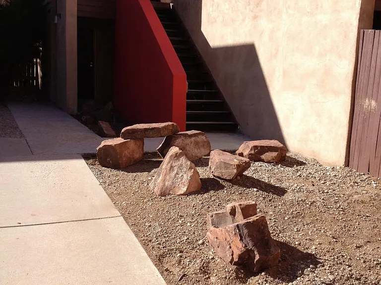 front landscape of building entrance