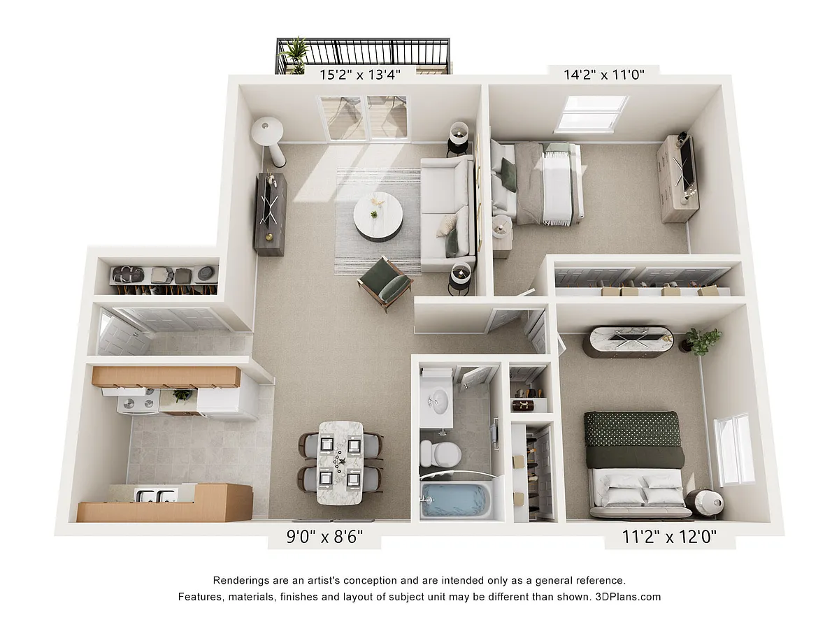 Floor plan 2 Bedroom 1 Bath