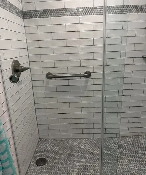 Walk in shower.