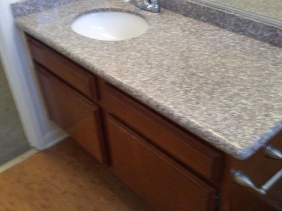 Upstairs bathroom granite countertop
