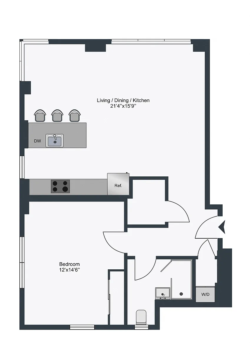 Floor plan 1 Bedroom 1 Bathroom