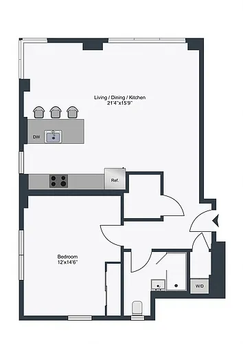 Floor plan 1 Bedroom 1 Bathroom