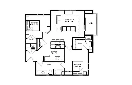 Floor plan 2 bdrm-1 bath