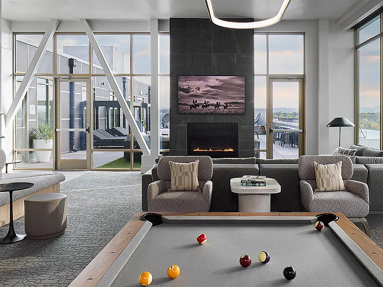 Apartment community resident lounge at Griffis at Fiddler's Green in Centennial, Colorado.