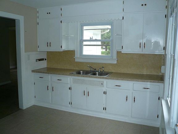Beautiful new tile floor in kitchen.