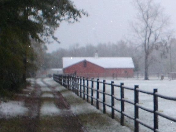 barn with snow