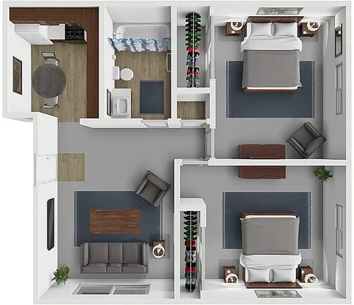 Floor plan 2 bed 1 bath