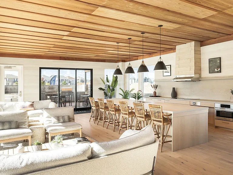 Pool-house lounge with catering kitchen