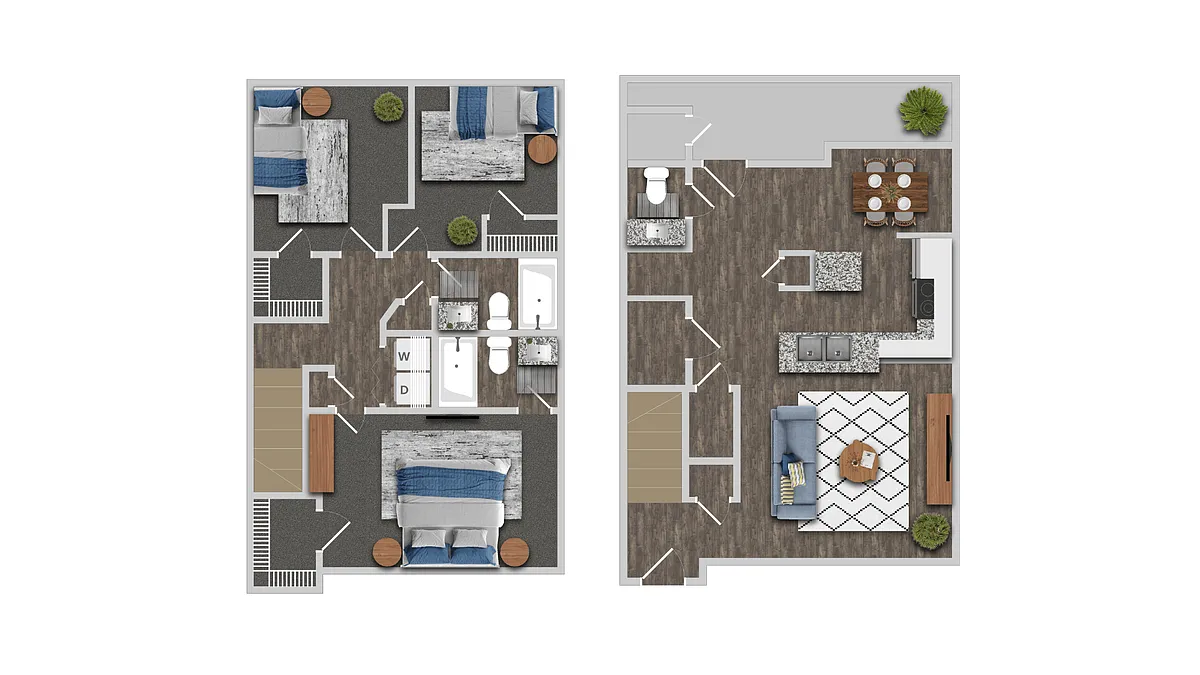 Floor plan 3 Bedroom C - Market Rate